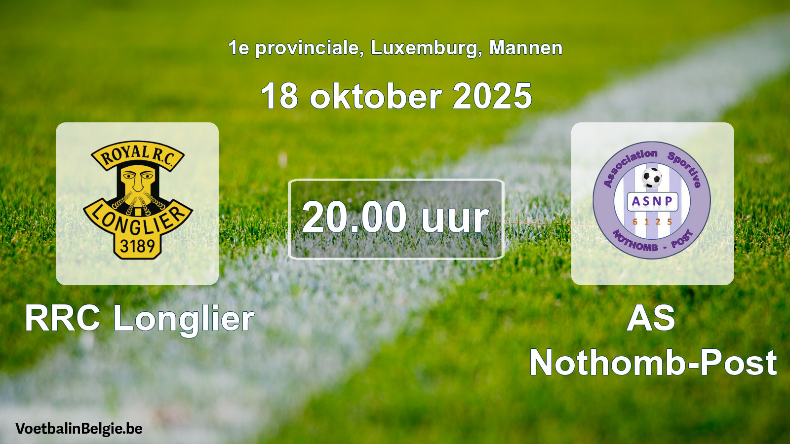Geplande wedstrijd mannenvoetbal: RRC Longlier - AS Nothomb-Post (18 oktober 2025)