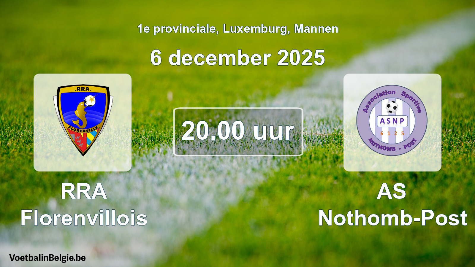 Geplande wedstrijd mannenvoetbal: RRA Florenvillois - AS Nothomb-Post (6 december 2025)