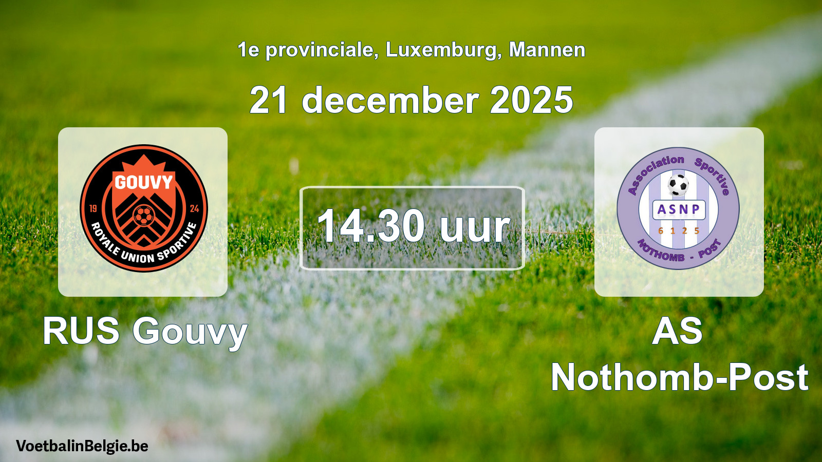 Geplande wedstrijd mannenvoetbal: RUS Gouvy - AS Nothomb-Post (21 december 2025)