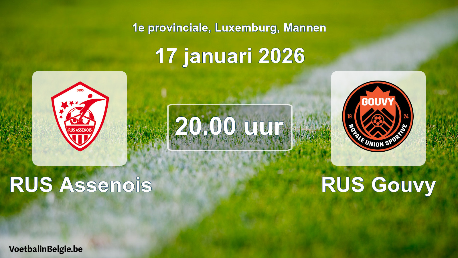 Geplande wedstrijd mannenvoetbal: RUS Assenois - RUS Gouvy (17 januari 2026)