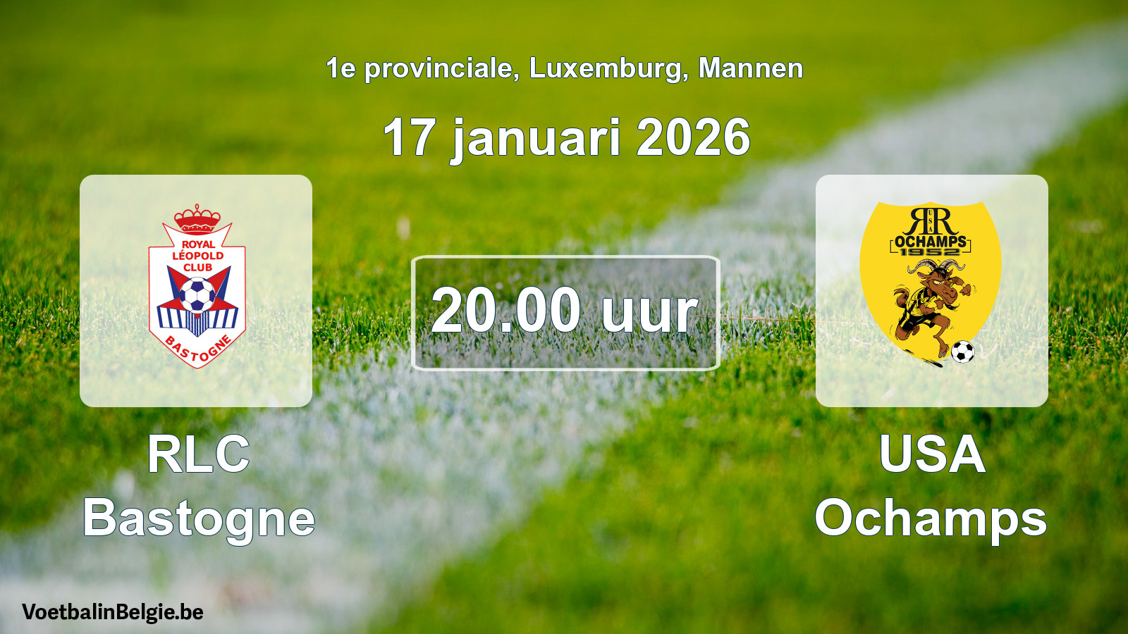 Geplande wedstrijd mannenvoetbal: RLC Bastogne - USA Ochamps (17 januari 2026)