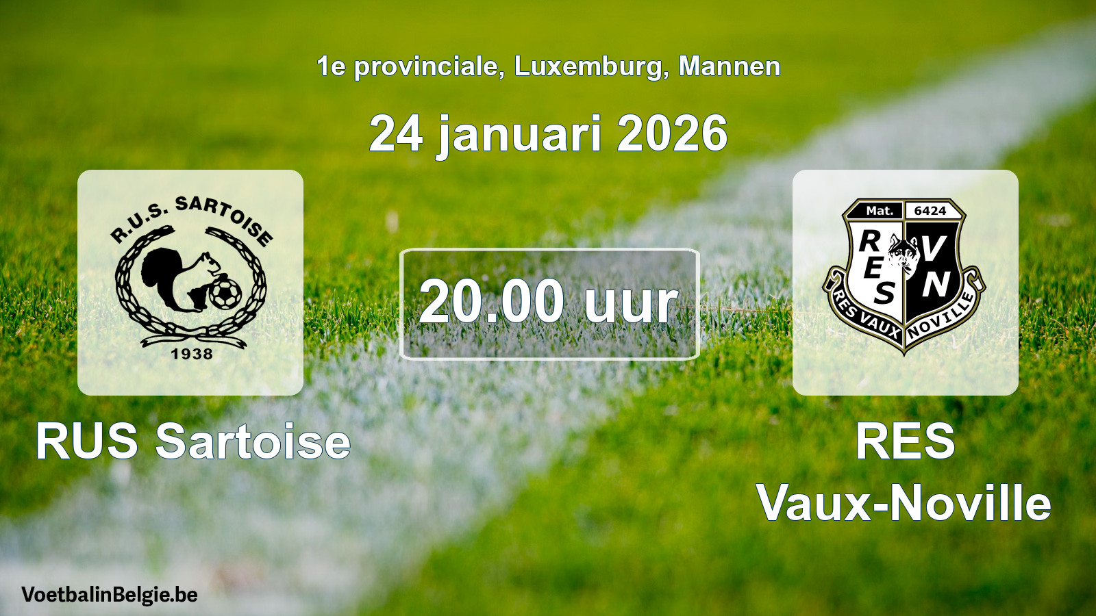 Geplande wedstrijd mannenvoetbal: RUS Sartoise - RES Vaux-Noville (24 januari 2026)