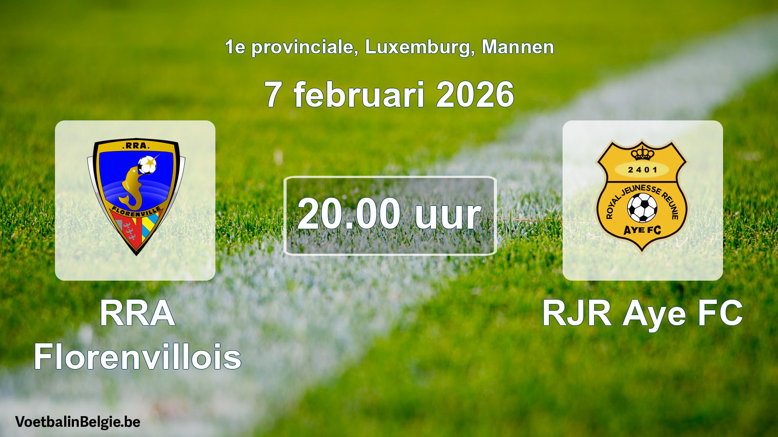 Geplande wedstrijd mannenvoetbal: RRA Florenvillois - RJR Aye FC (7 februari 2026)
