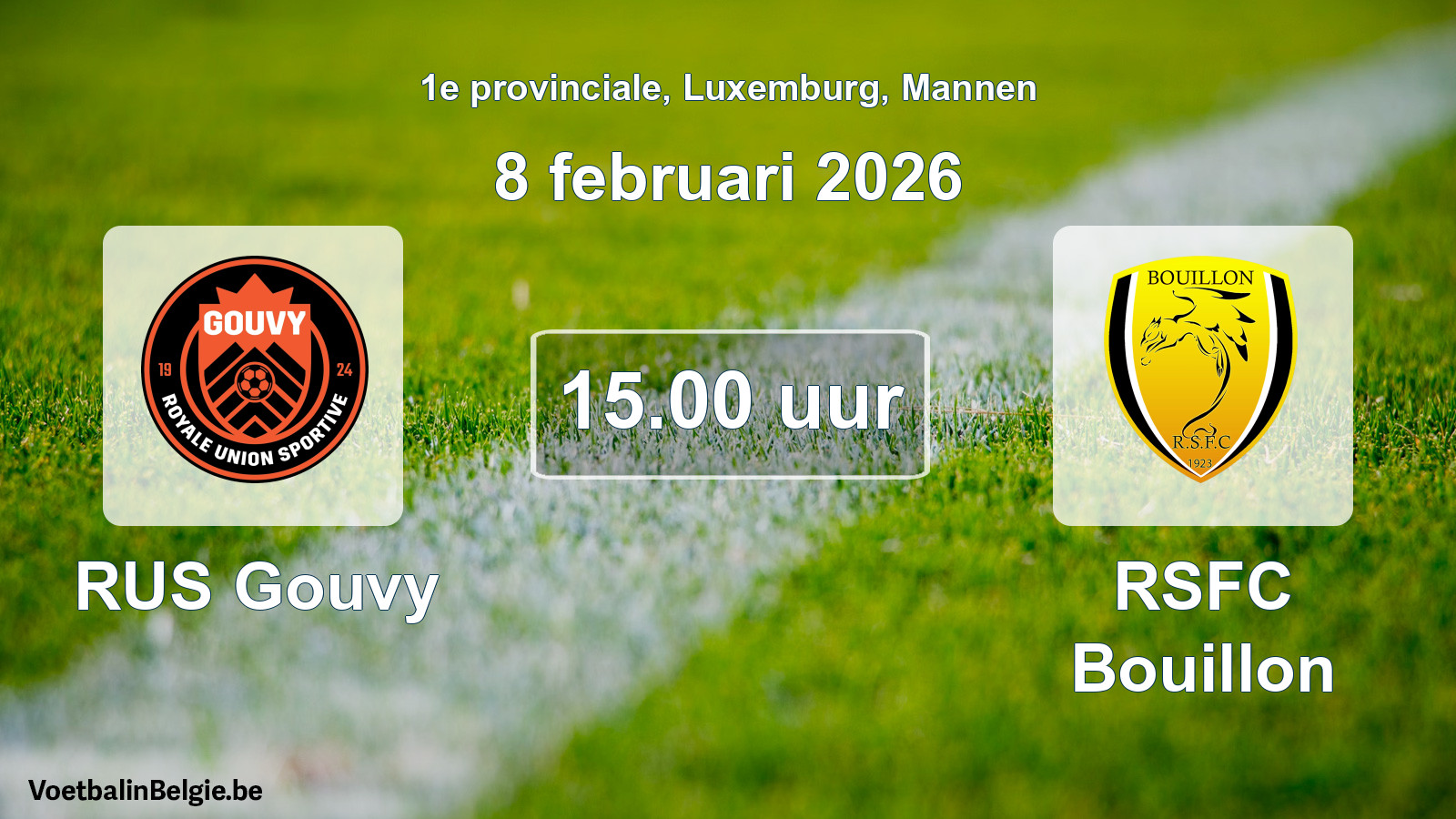 Geplande wedstrijd mannenvoetbal: RUS Gouvy - RSFC Bouillon (8 februari 2026)