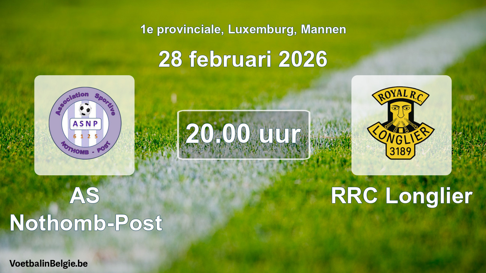 Geplande wedstrijd mannenvoetbal: AS Nothomb-Post - RRC Longlier (28 februari 2026)