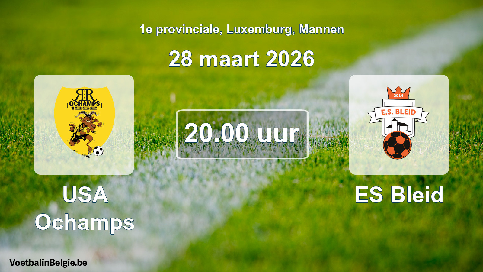 Geplande wedstrijd mannenvoetbal: USA Ochamps - ES Bleid (28 maart 2026)