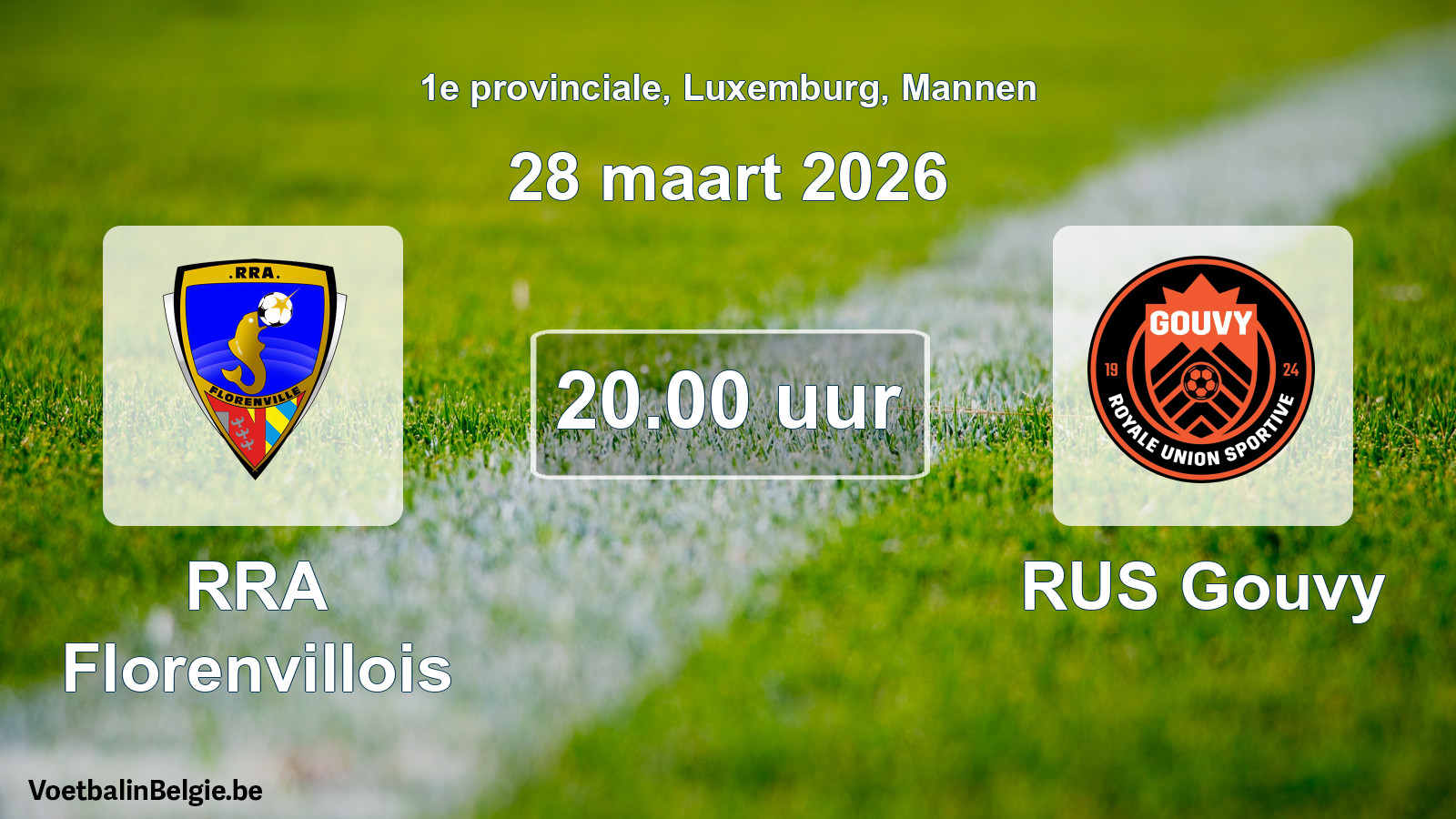 Geplande wedstrijd mannenvoetbal: RRA Florenvillois - RUS Gouvy (28 maart 2026)