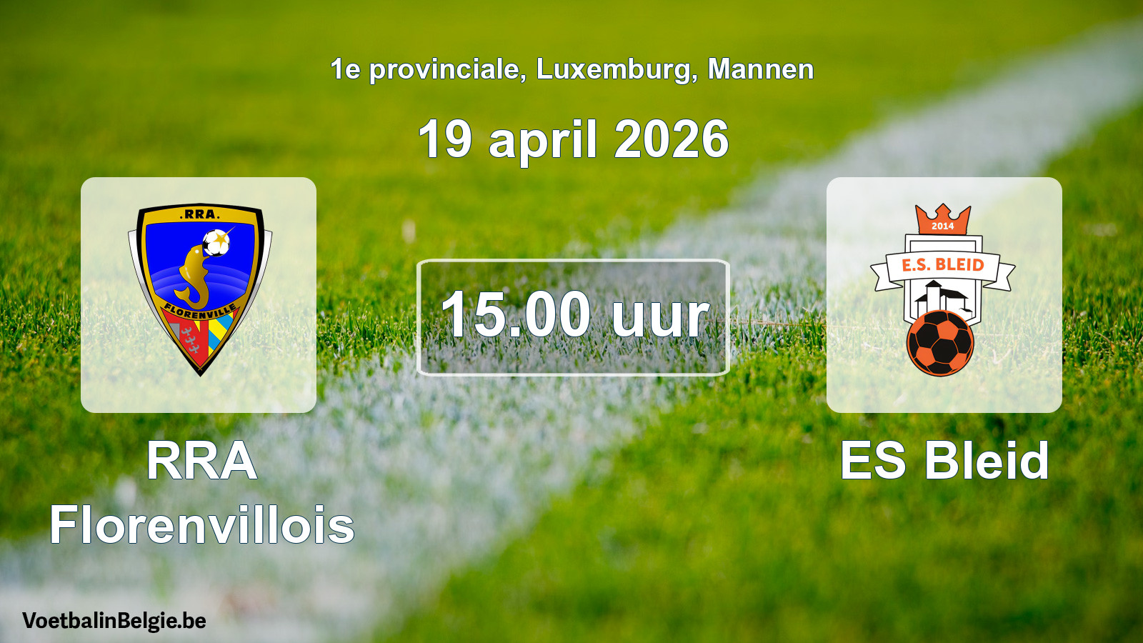 Geplande wedstrijd mannenvoetbal: RRA Florenvillois - ES Bleid (19 april 2026)