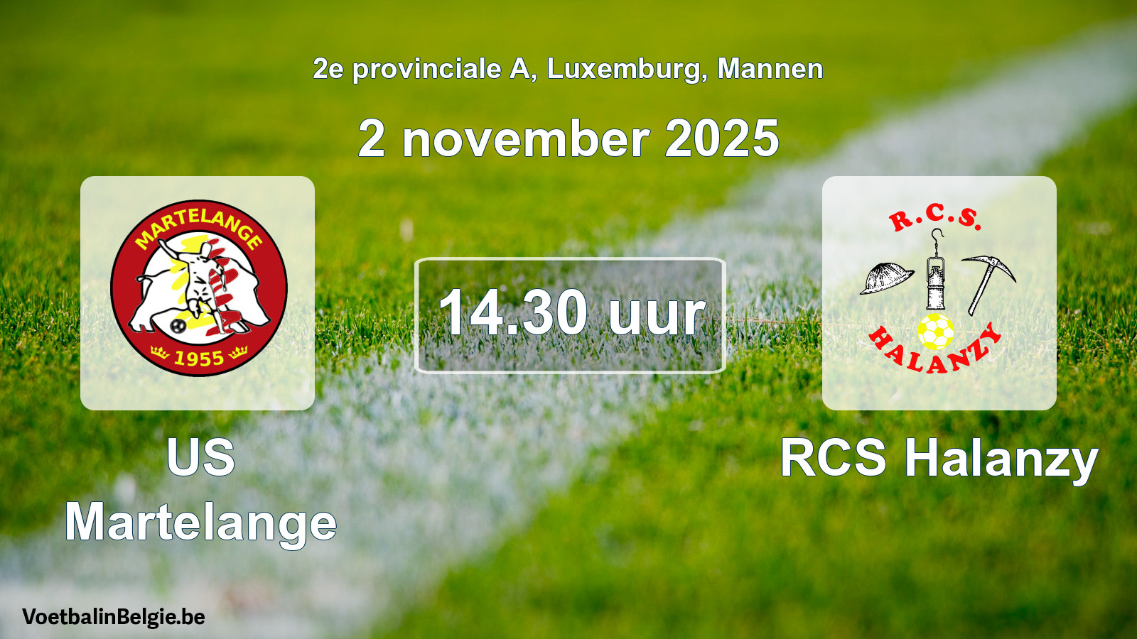 Geplande wedstrijd mannenvoetbal: US Martelange - RCS Halanzy (2 november 2025)