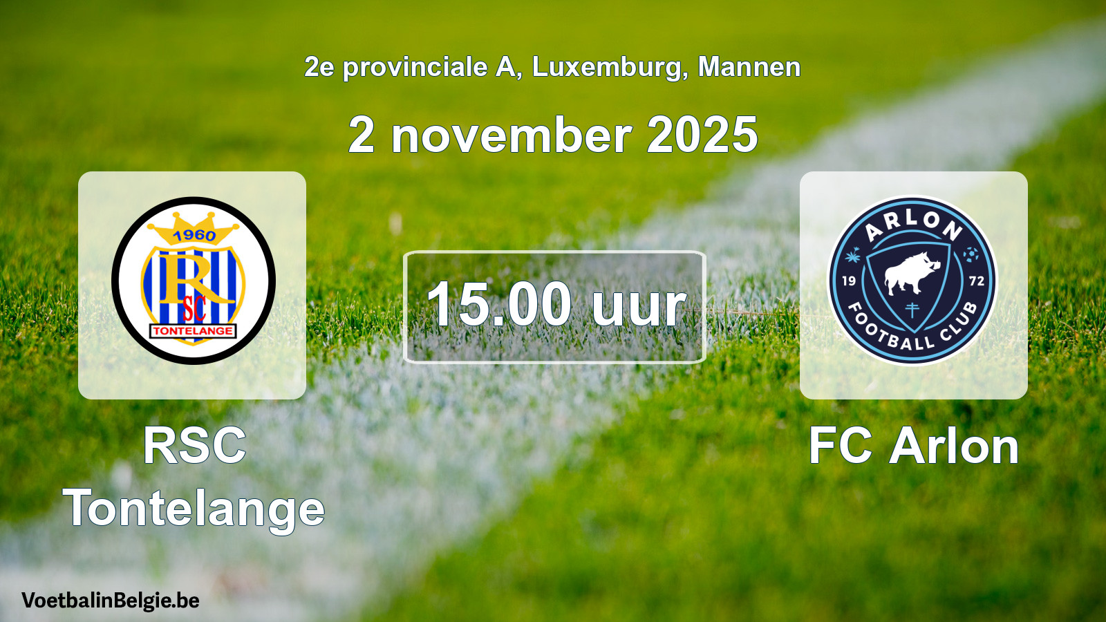 Geplande wedstrijd mannenvoetbal: RSC Tontelange - FC Arlon (2 november 2025)