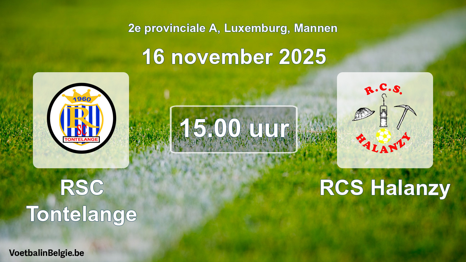 Geplande wedstrijd mannenvoetbal: RSC Tontelange - RCS Halanzy (16 november 2025)