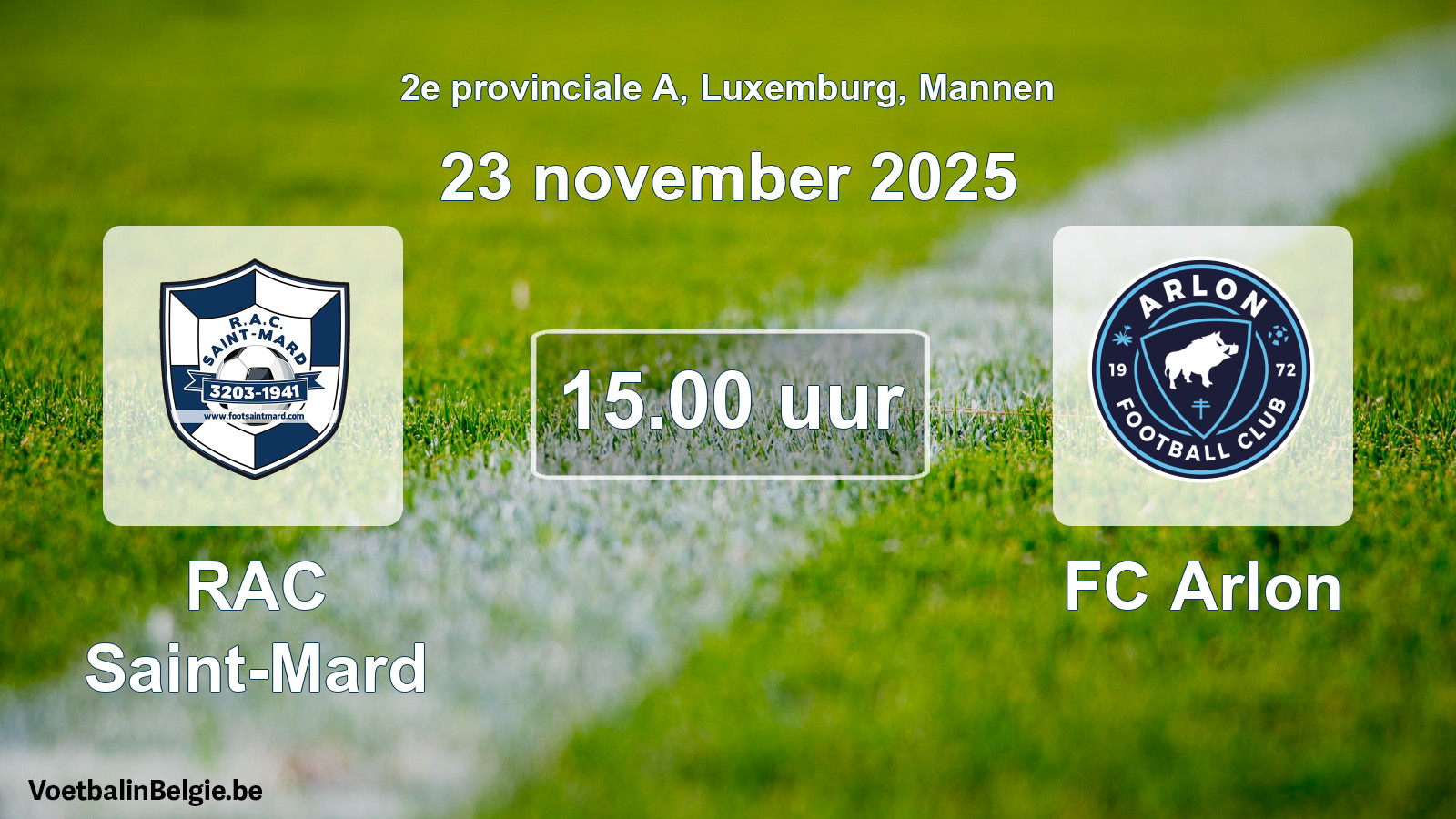Geplande wedstrijd mannenvoetbal: RAC Saint-Mard - FC Arlon (23 november 2025)