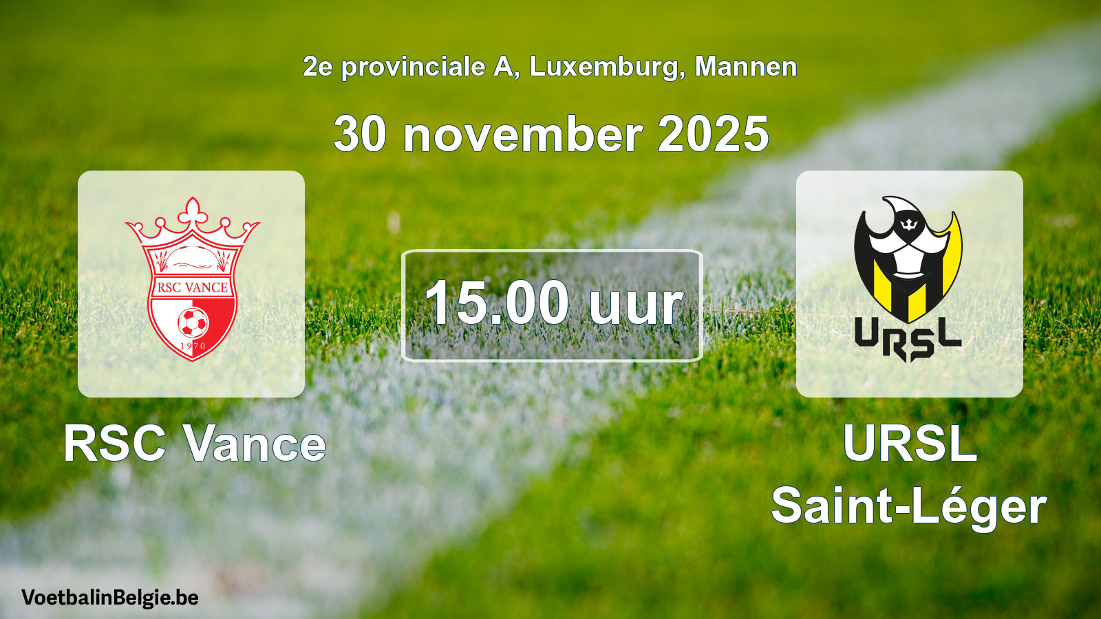 Geplande wedstrijd mannenvoetbal: RSC Vance - URSL Saint-Léger (30 november 2025)