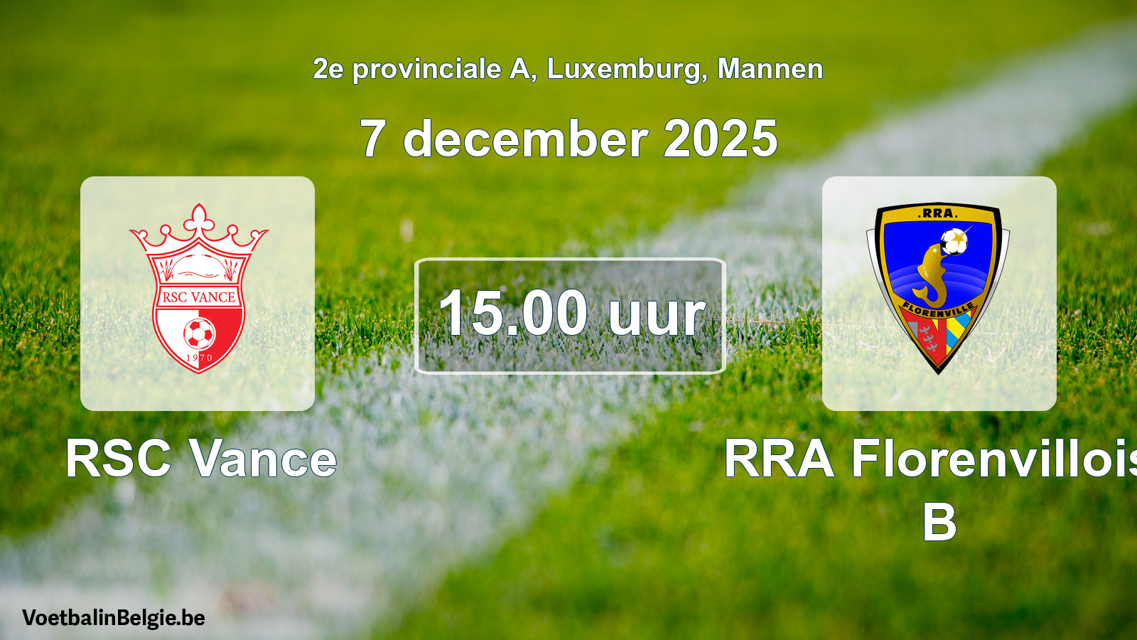 Geplande wedstrijd mannenvoetbal: RSC Vance - RRA Florenvillois B (7 december 2025)