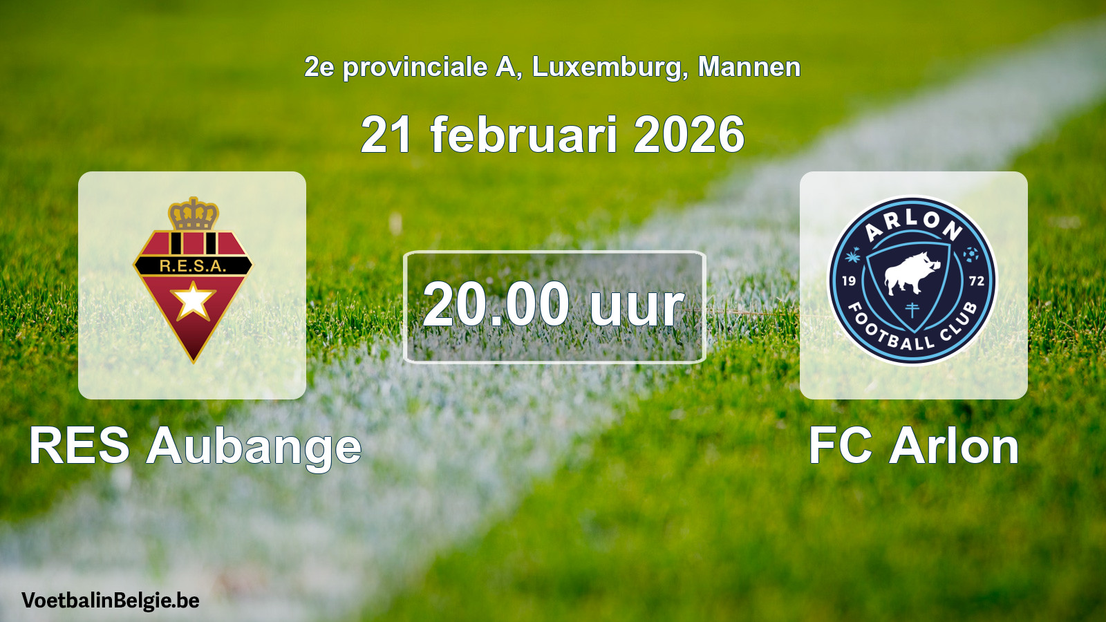 Geplande wedstrijd mannenvoetbal: RES Aubange - FC Arlon (21 februari 2026)