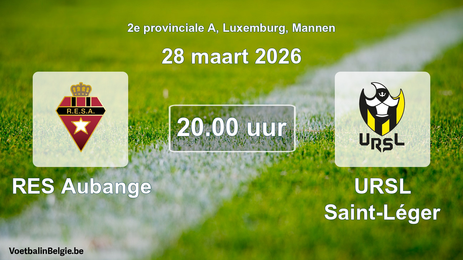 Geplande wedstrijd mannenvoetbal: RES Aubange - URSL Saint-Léger (28 maart 2026)