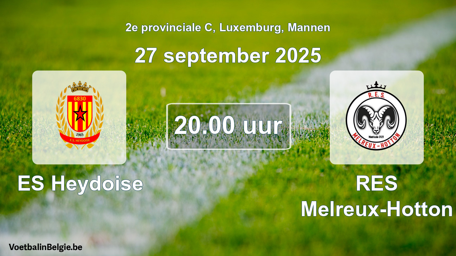 Geplande wedstrijd mannenvoetbal: ES Heydoise - RES Melreux-Hotton (27 september 2025)