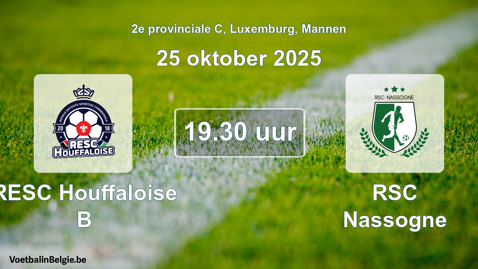 Geplande wedstrijd mannenvoetbal: RESC Houffaloise B - RSC Nassogne (25 oktober 2025)