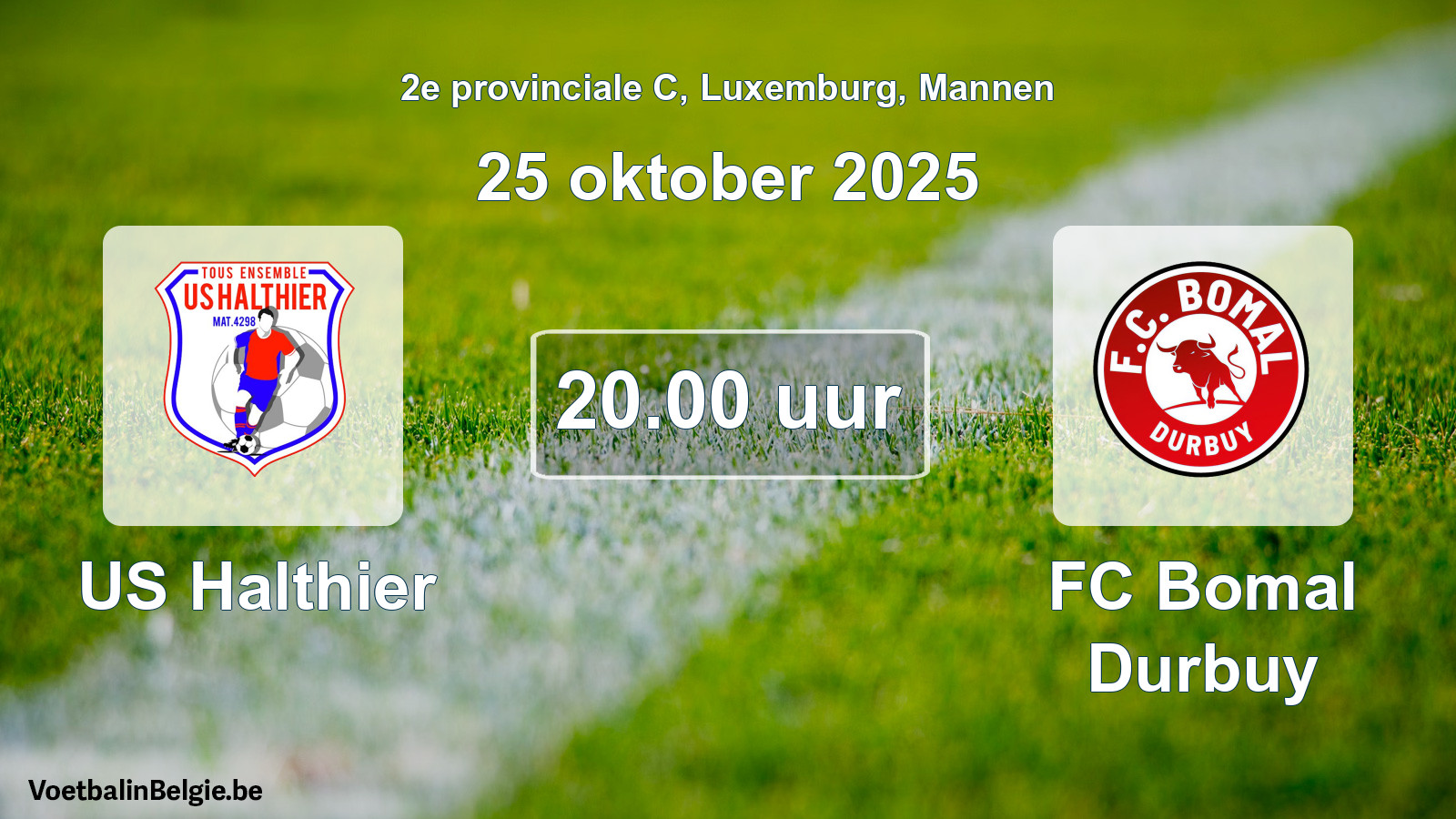 Geplande wedstrijd mannenvoetbal: US Halthier - FC Bomal Durbuy (25 oktober 2025)