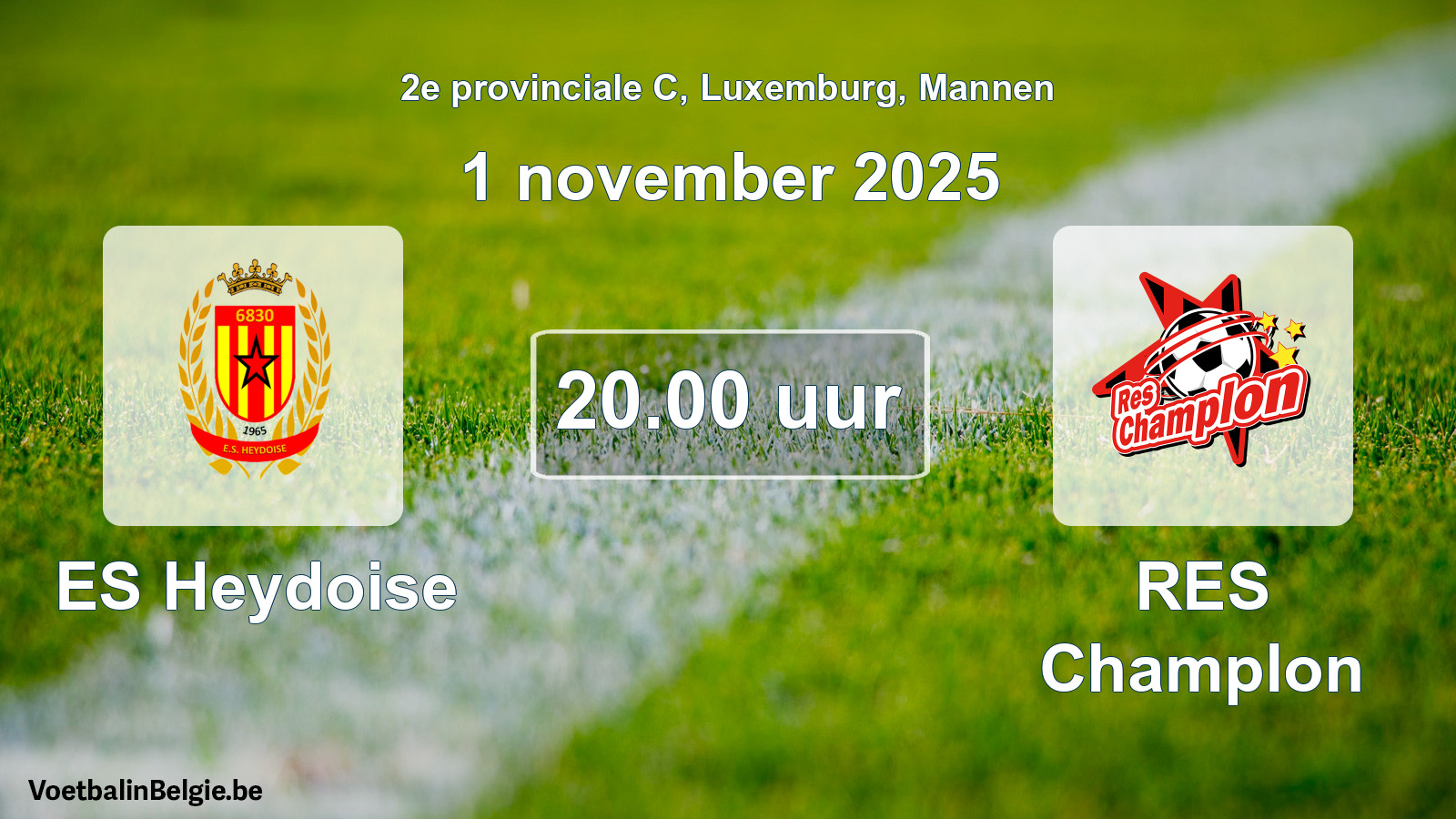 Geplande wedstrijd mannenvoetbal: ES Heydoise - RES Champlon (1 november 2025)
