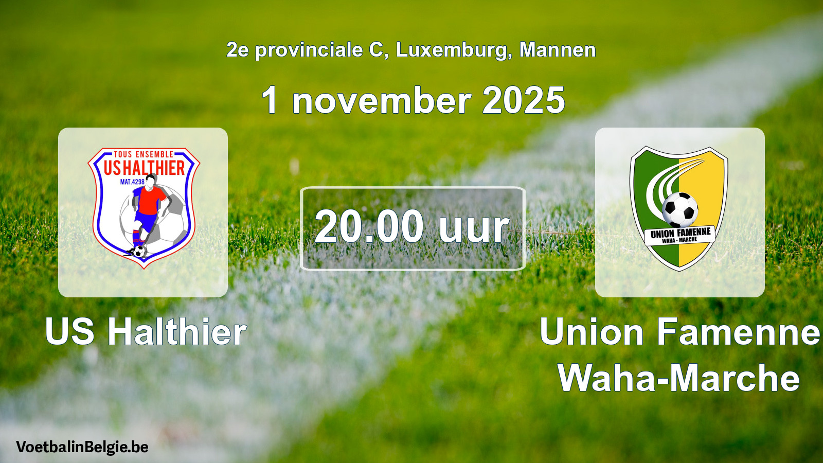 Geplande wedstrijd mannenvoetbal: US Halthier - Union Famenne Waha-Marche (1 november 2025)