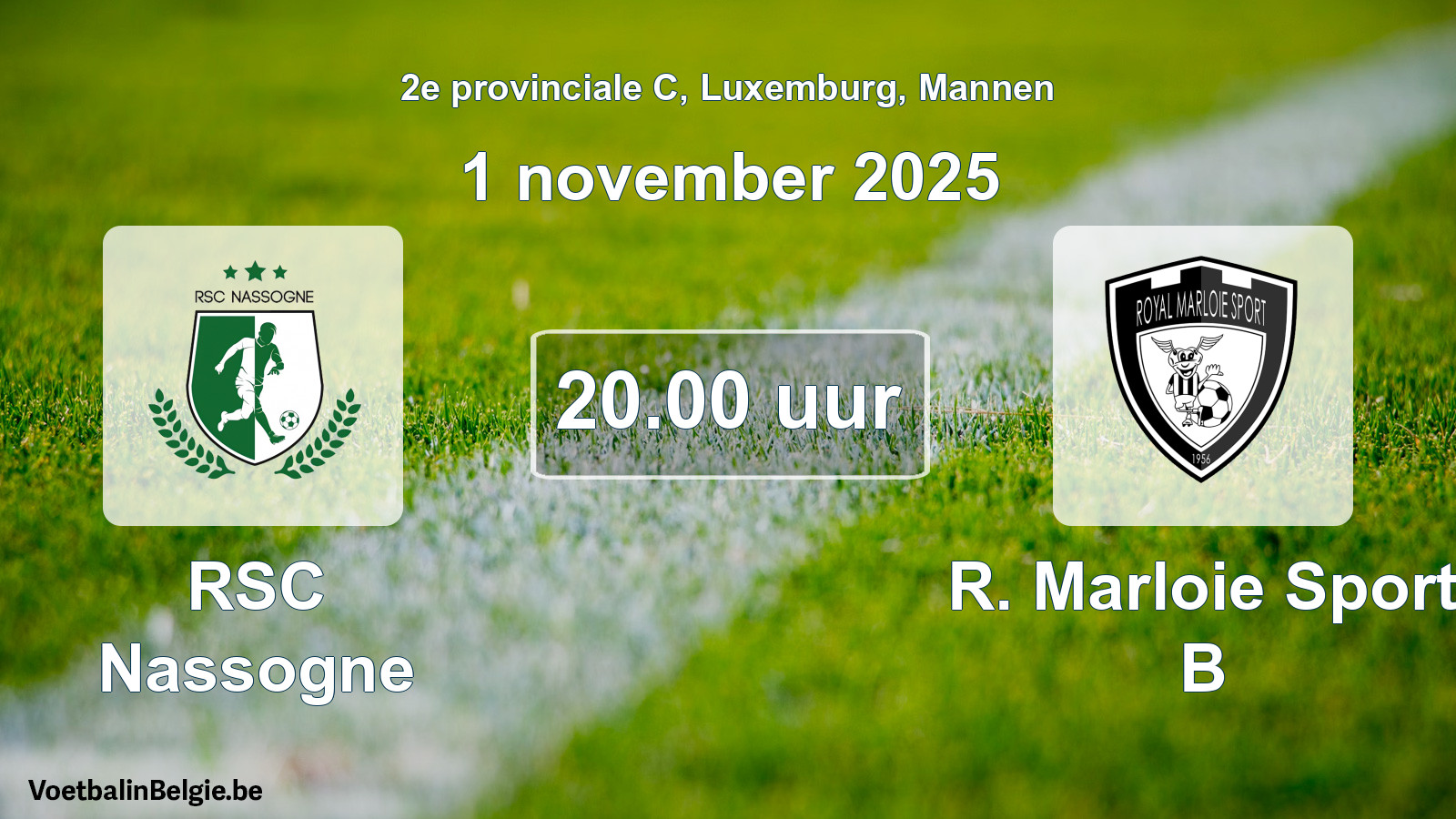 Geplande wedstrijd mannenvoetbal: RSC Nassogne - R. Marloie Sport B (1 november 2025)