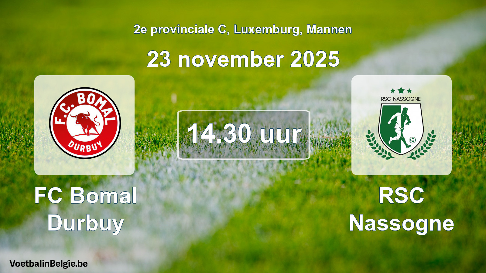 Geplande wedstrijd mannenvoetbal: FC Bomal Durbuy - RSC Nassogne (23 november 2025)