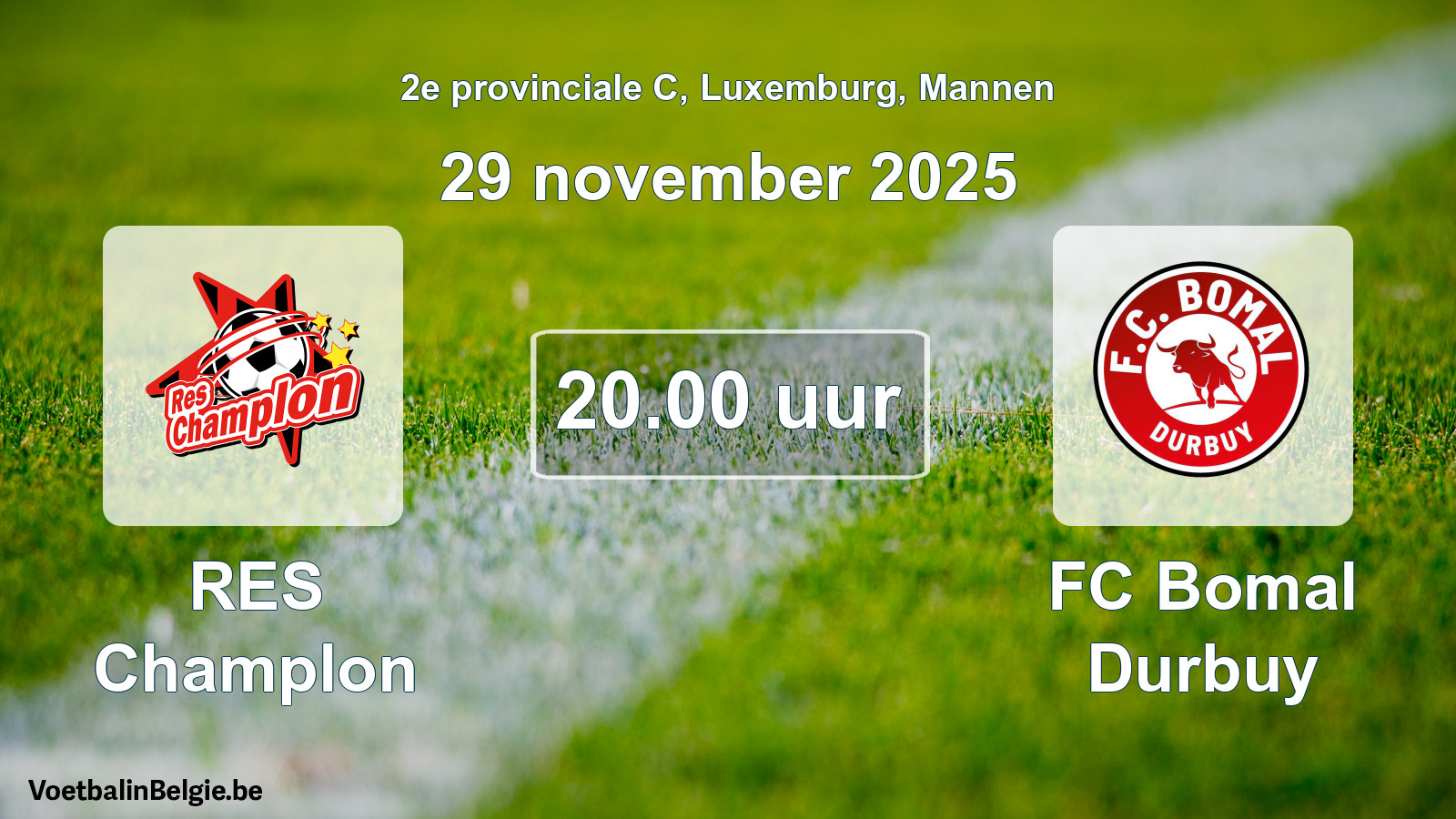 Geplande wedstrijd mannenvoetbal: RES Champlon - FC Bomal Durbuy (29 november 2025)