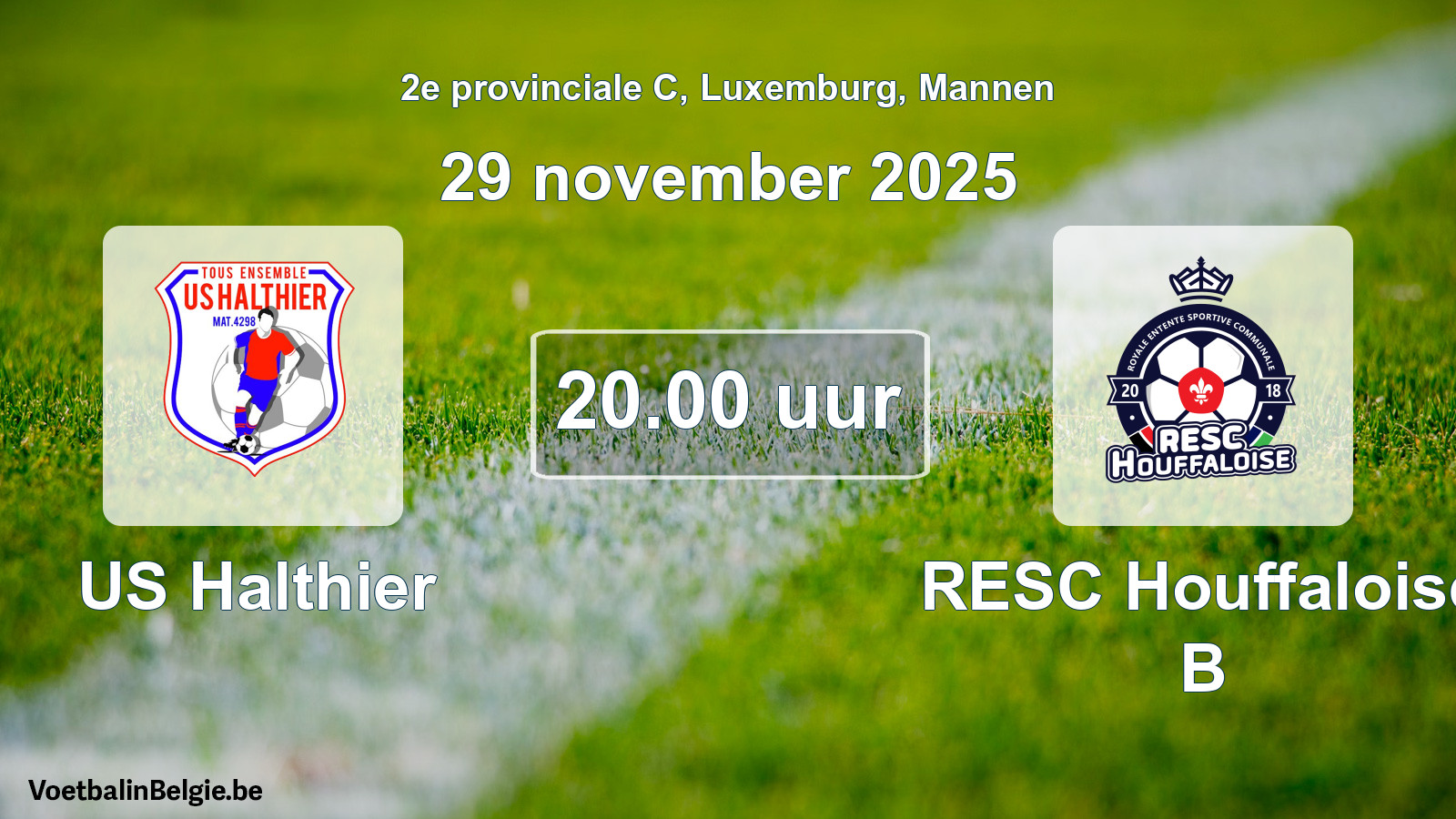 Geplande wedstrijd mannenvoetbal: US Halthier - RESC Houffaloise B (29 november 2025)