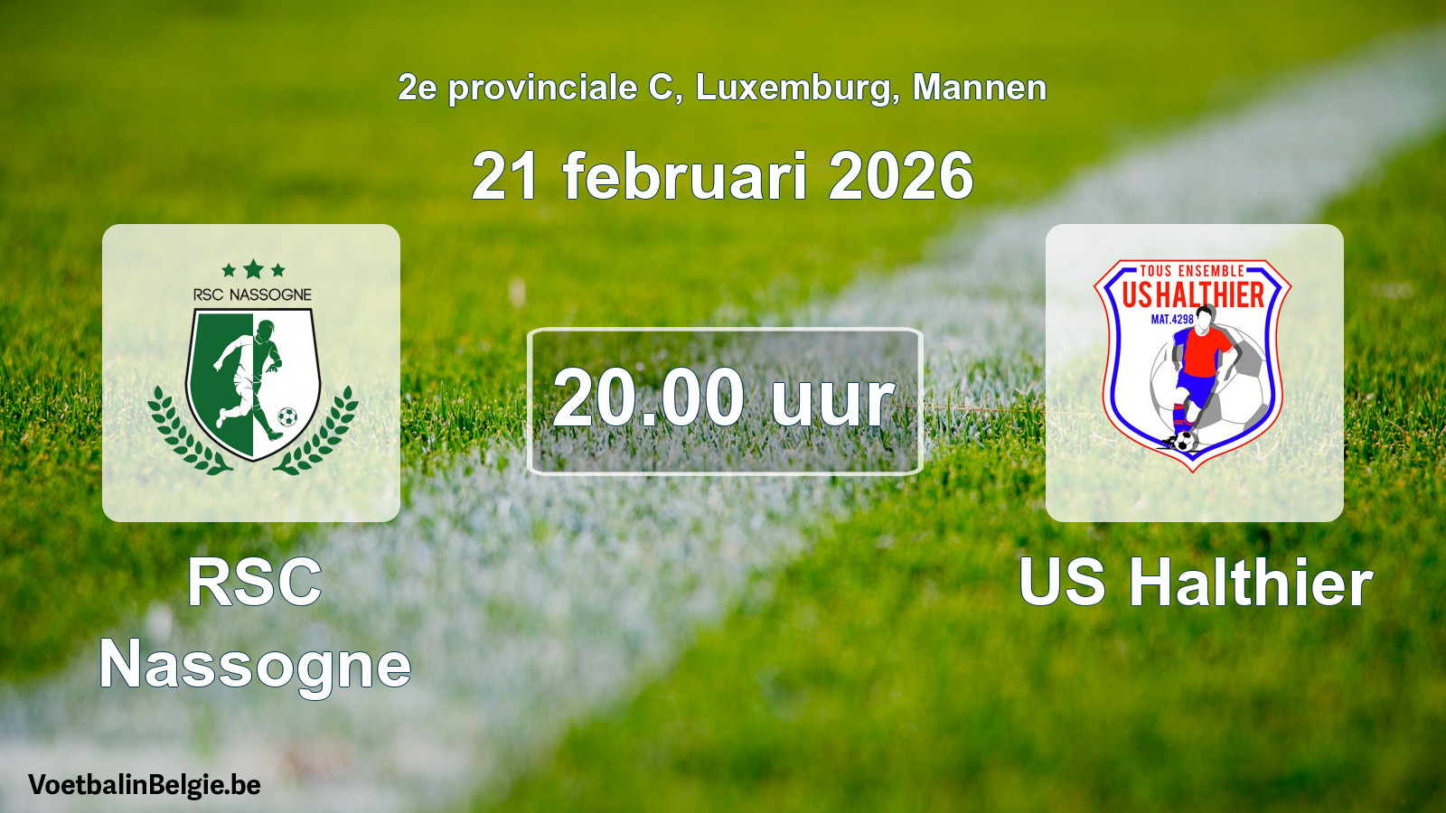 Geplande wedstrijd mannenvoetbal: RSC Nassogne - US Halthier (21 februari 2026)