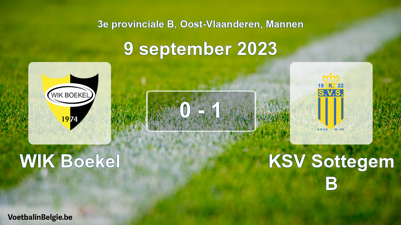 Gespeelde wedstrijd mannenvoetbal: WIK Boekel - KSV Sottegem B 0 - 1 (9 september 2023)