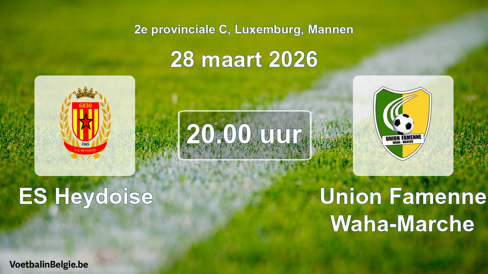 Geplande wedstrijd mannenvoetbal: ES Heydoise - Union Famenne Waha-Marche (28 maart 2026)