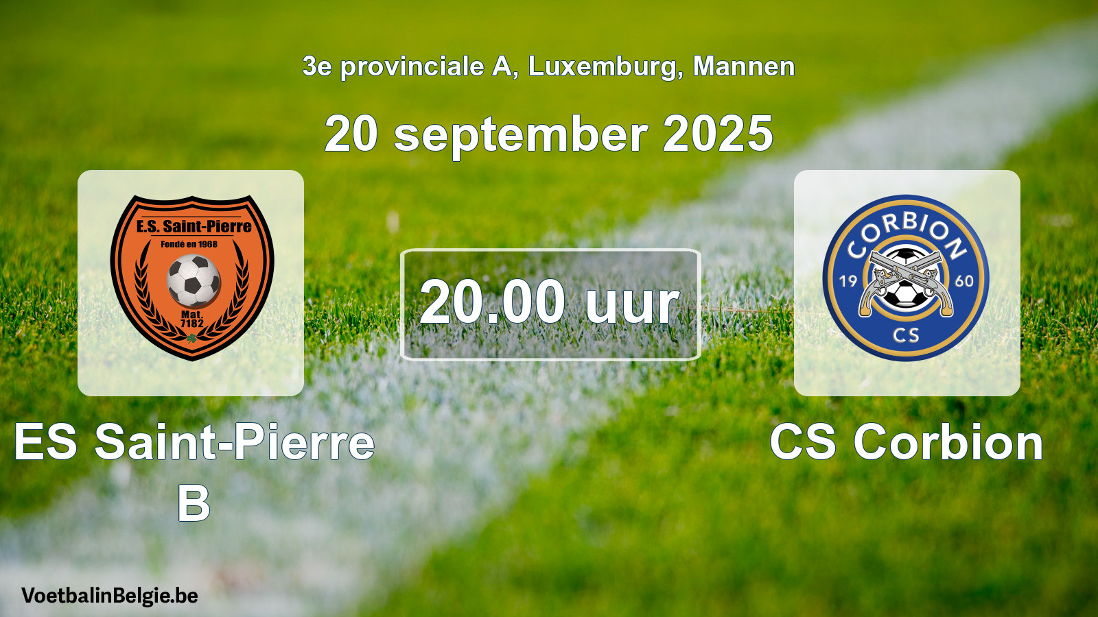 Geplande wedstrijd mannenvoetbal: ES Saint-Pierre B - CS Corbion (20 september 2025)