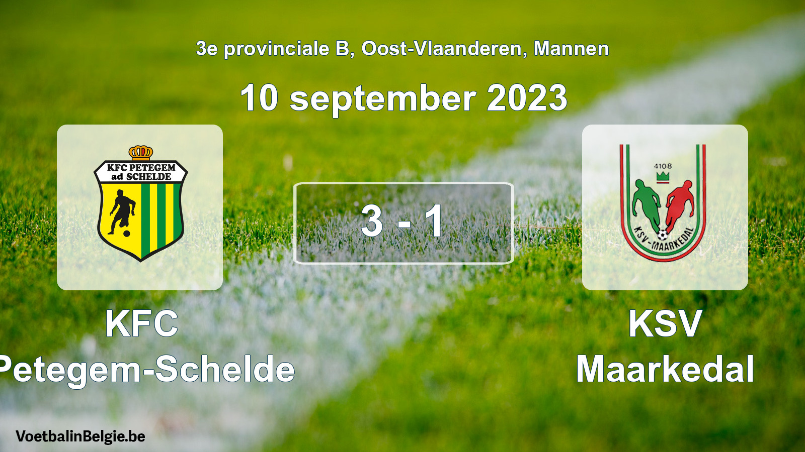 Gespeelde wedstrijd mannenvoetbal: KFC Petegem-Schelde - KSV Maarkedal 3 - 1 (10 september 2023)