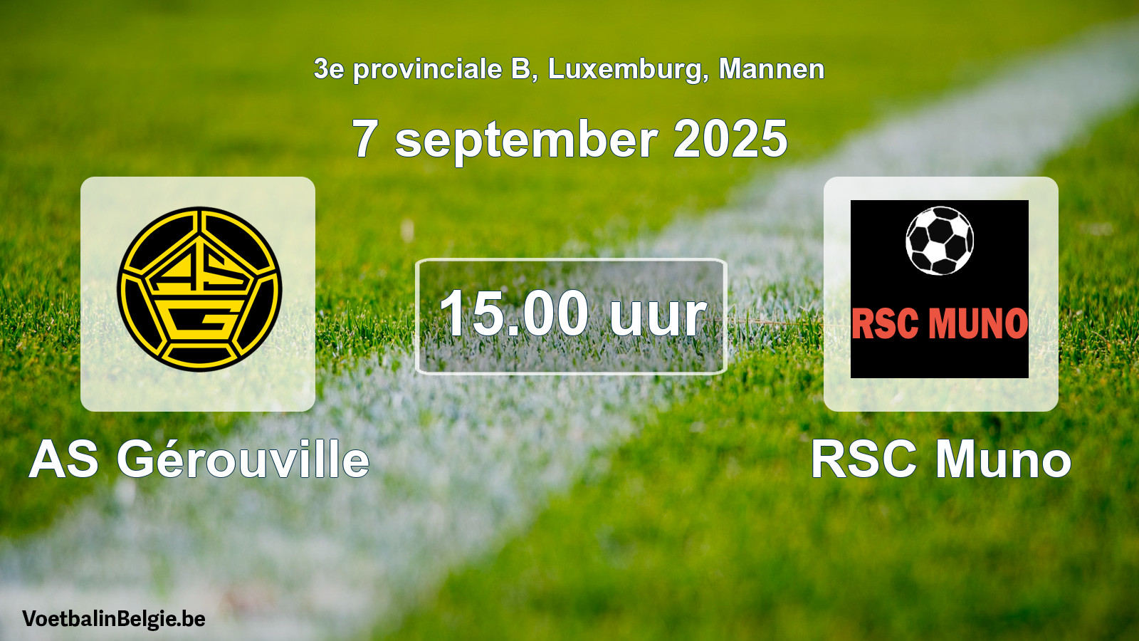 Geplande wedstrijd mannenvoetbal: AS Gérouville - RSC Muno (7 september 2025)