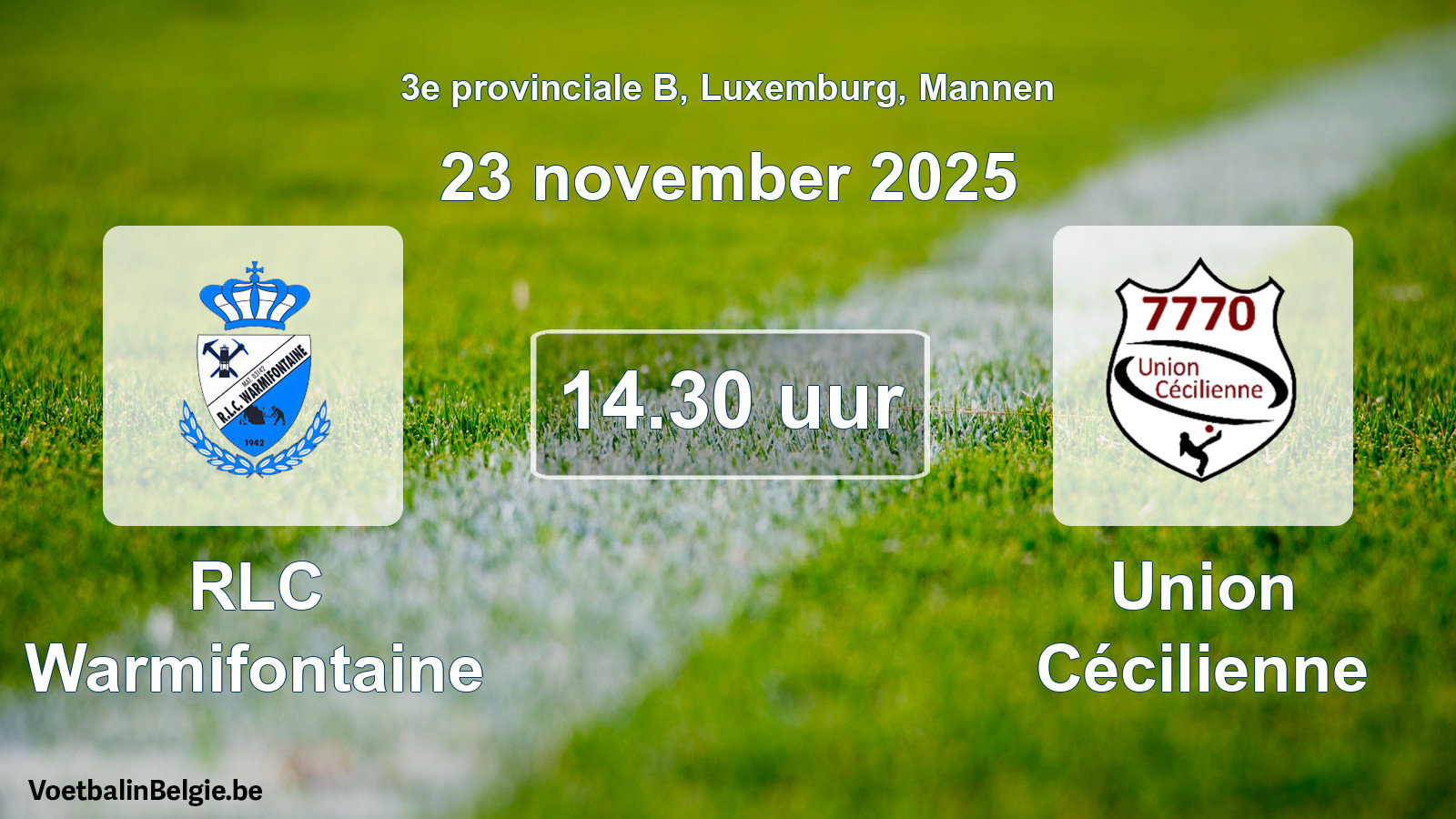 Geplande wedstrijd mannenvoetbal: RLC Warmifontaine - Union Cécilienne (23 november 2025)