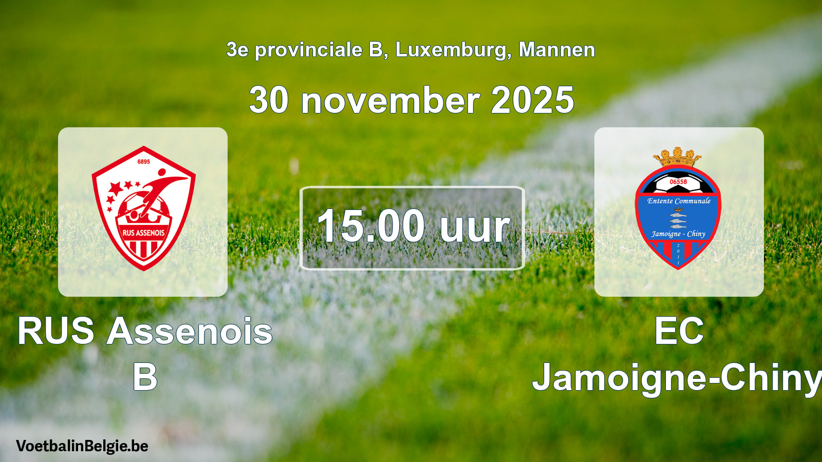 Geplande wedstrijd mannenvoetbal: RUS Assenois B - EC Jamoigne-Chiny (30 november 2025)