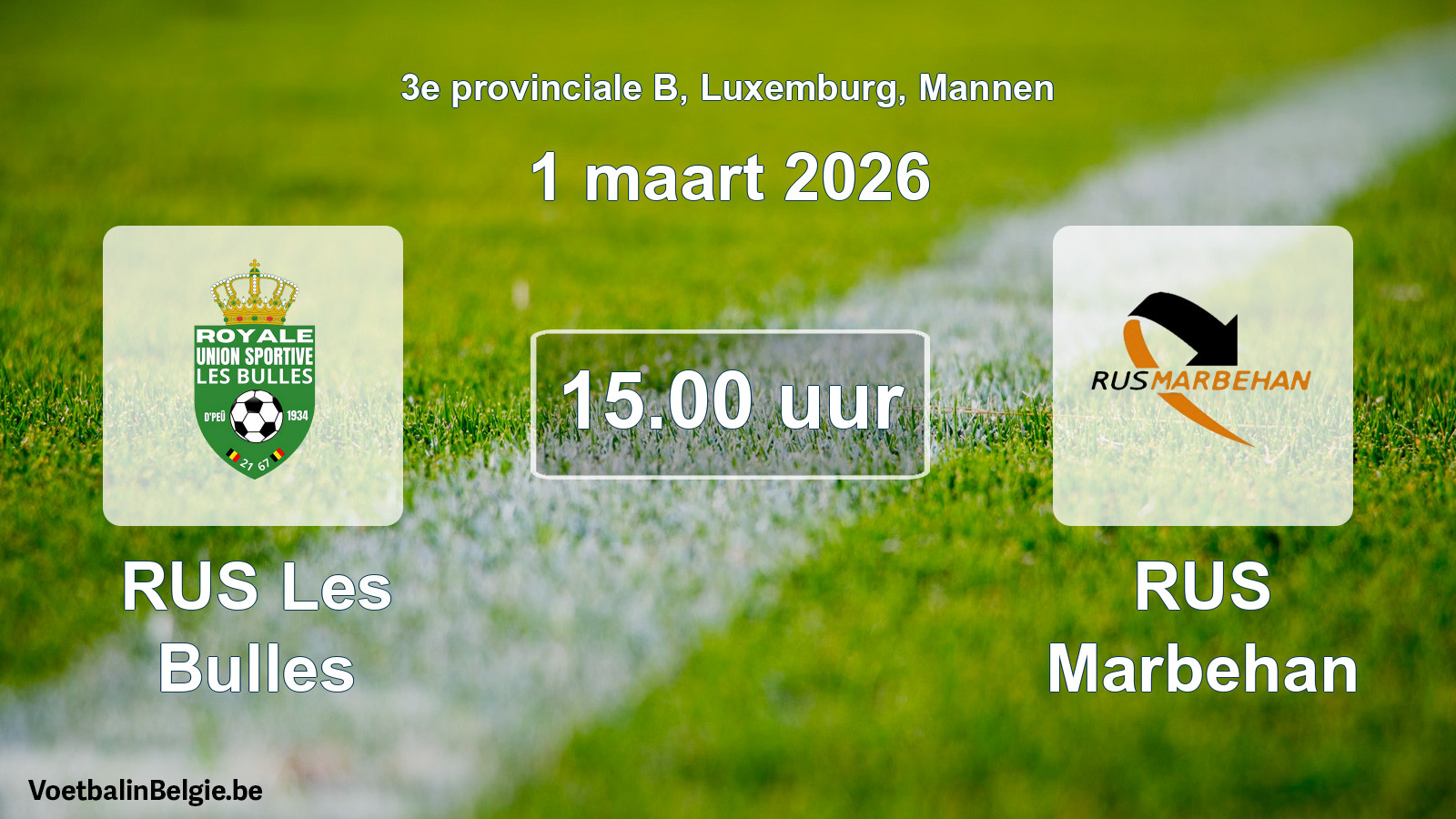 Geplande wedstrijd mannenvoetbal: RUS Les Bulles - RUS Marbehan (1 maart 2026)