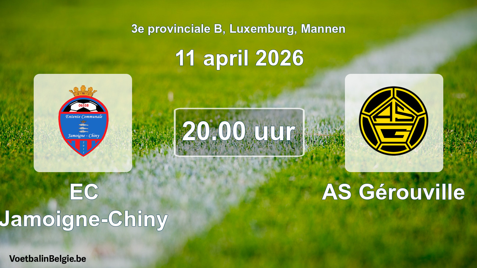 Geplande wedstrijd mannenvoetbal: EC Jamoigne-Chiny - AS Gérouville (11 april 2026)