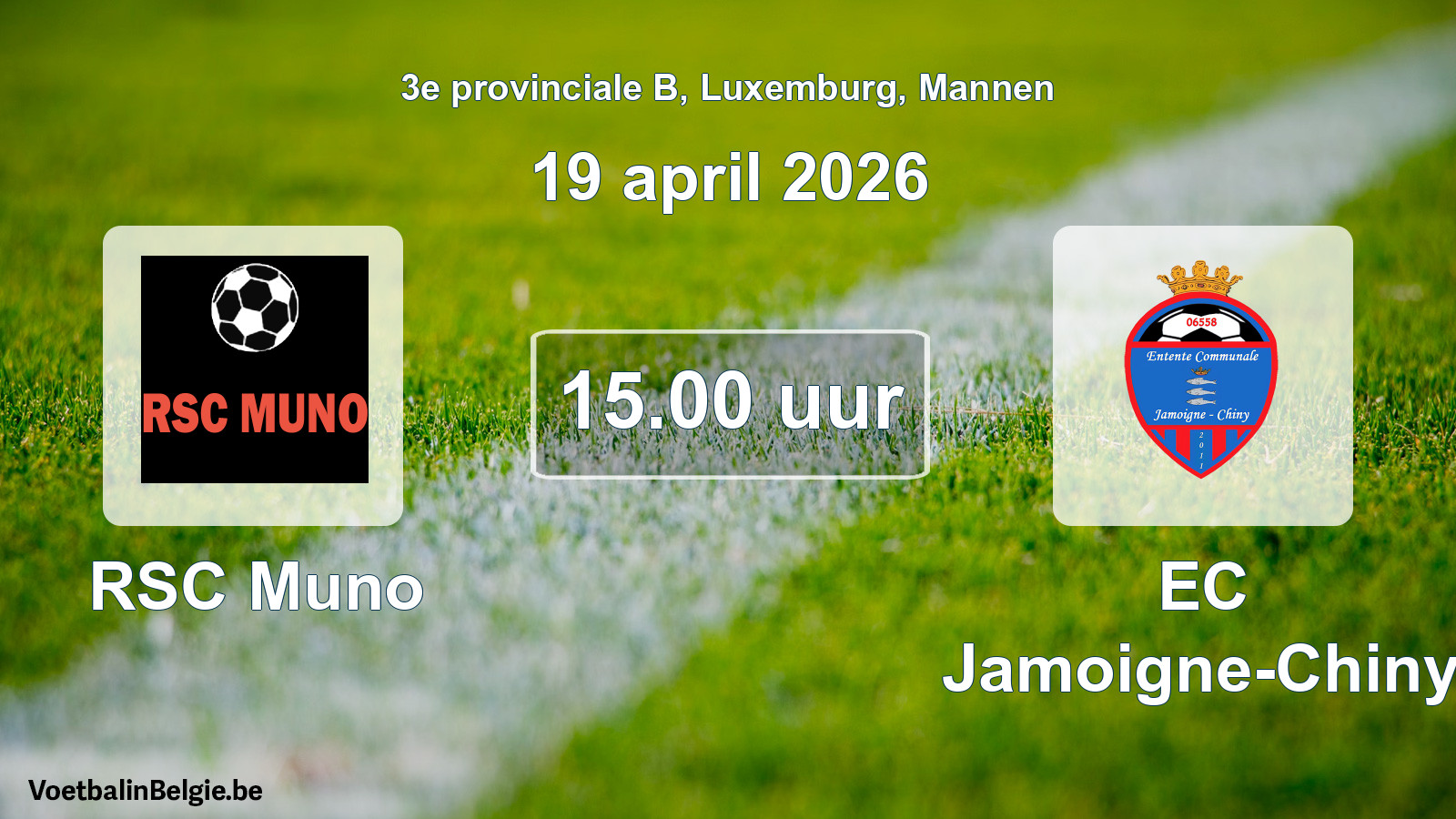 Geplande wedstrijd mannenvoetbal: RSC Muno - EC Jamoigne-Chiny (19 april 2026)