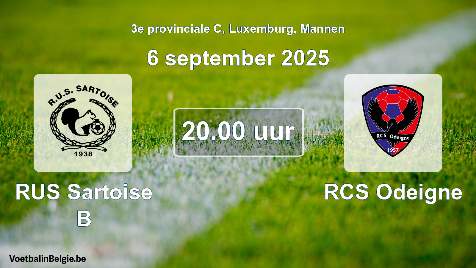 Geplande wedstrijd mannenvoetbal: RUS Sartoise B - RCS Odeigne (6 september 2025)