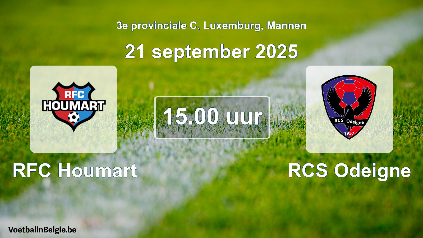Geplande wedstrijd mannenvoetbal: RFC Houmart - RCS Odeigne (21 september 2025)