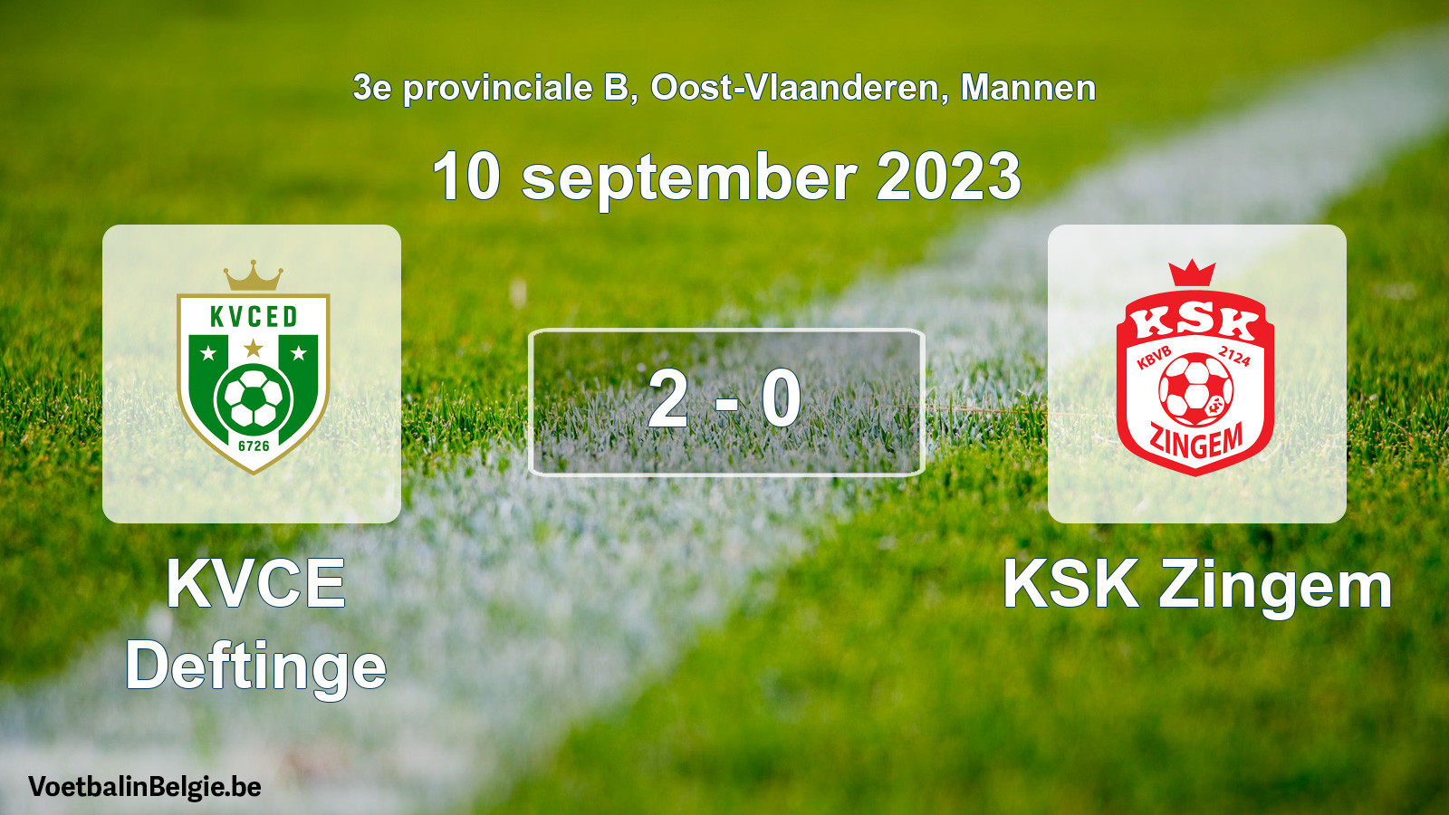 Gespeelde wedstrijd mannenvoetbal: KVCE Deftinge - KSK Zingem 2 - 0 (10 september 2023)