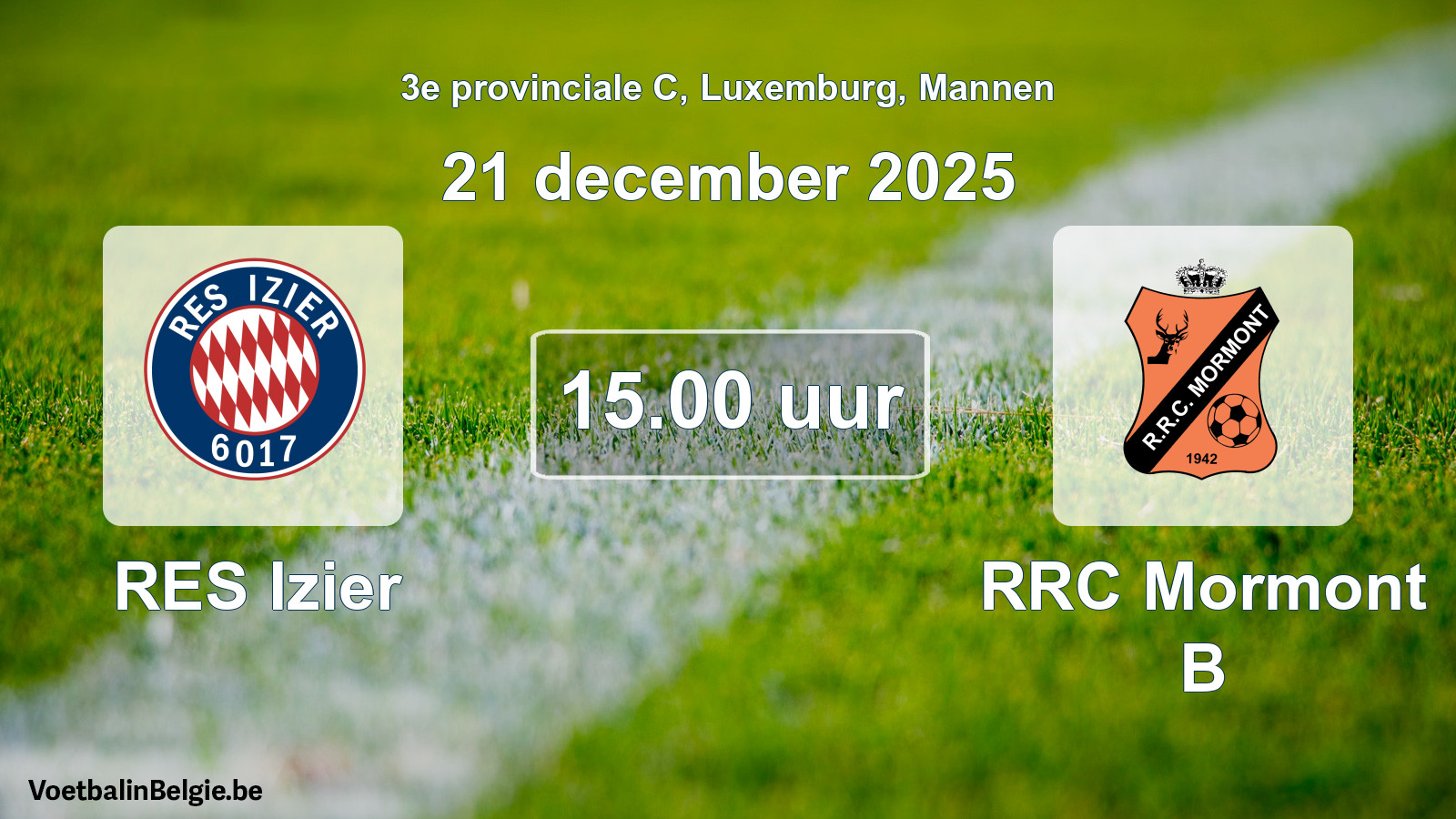 Geplande wedstrijd mannenvoetbal: RES Izier - RRC Mormont B (21 december 2025)