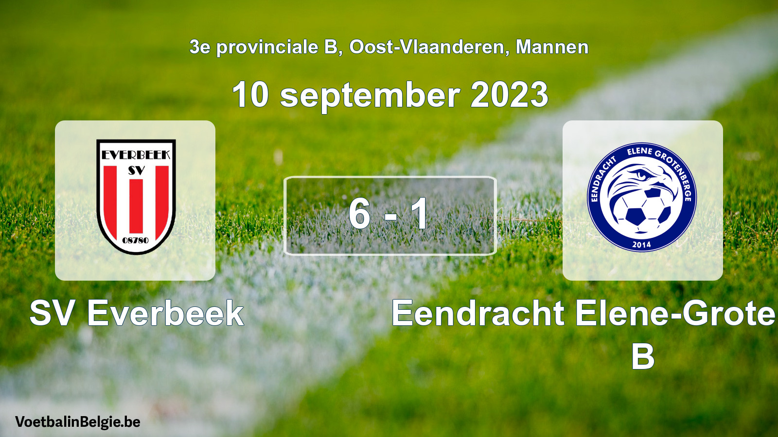 Played match men football: SV Everbeek - Eendracht Elene-Grotenberge B 6 - 1 (10 September 2023)