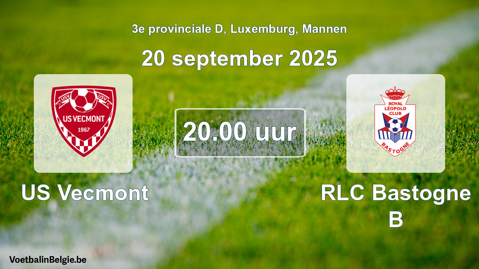 Geplande wedstrijd mannenvoetbal: US Vecmont - RLC Bastogne B (20 september 2025)