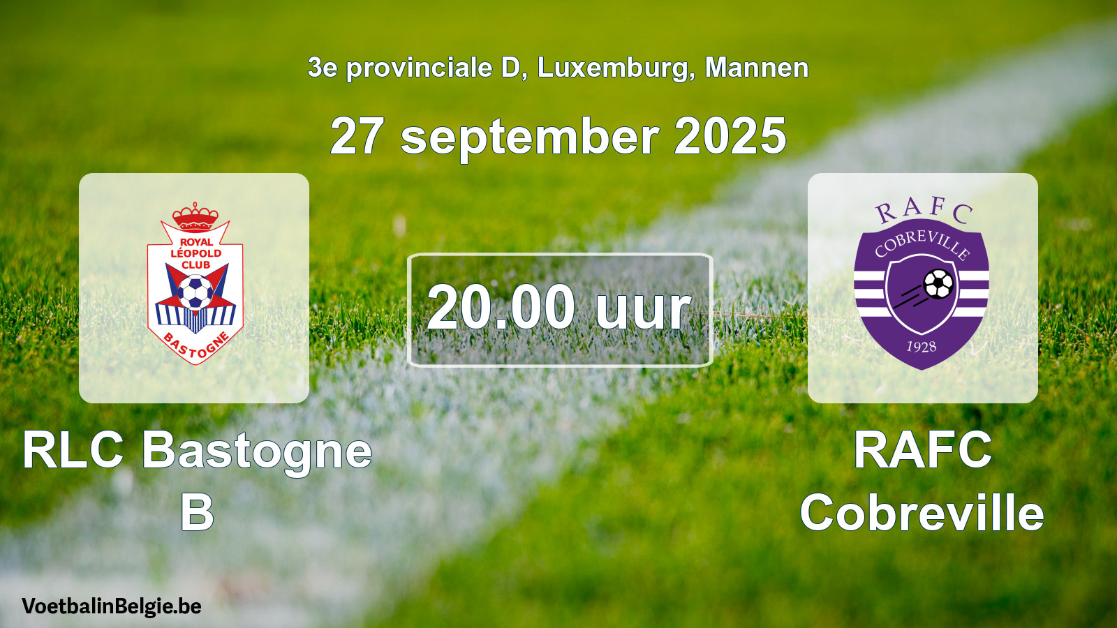 Geplande wedstrijd mannenvoetbal: RLC Bastogne B - RAFC Cobreville (27 september 2025)