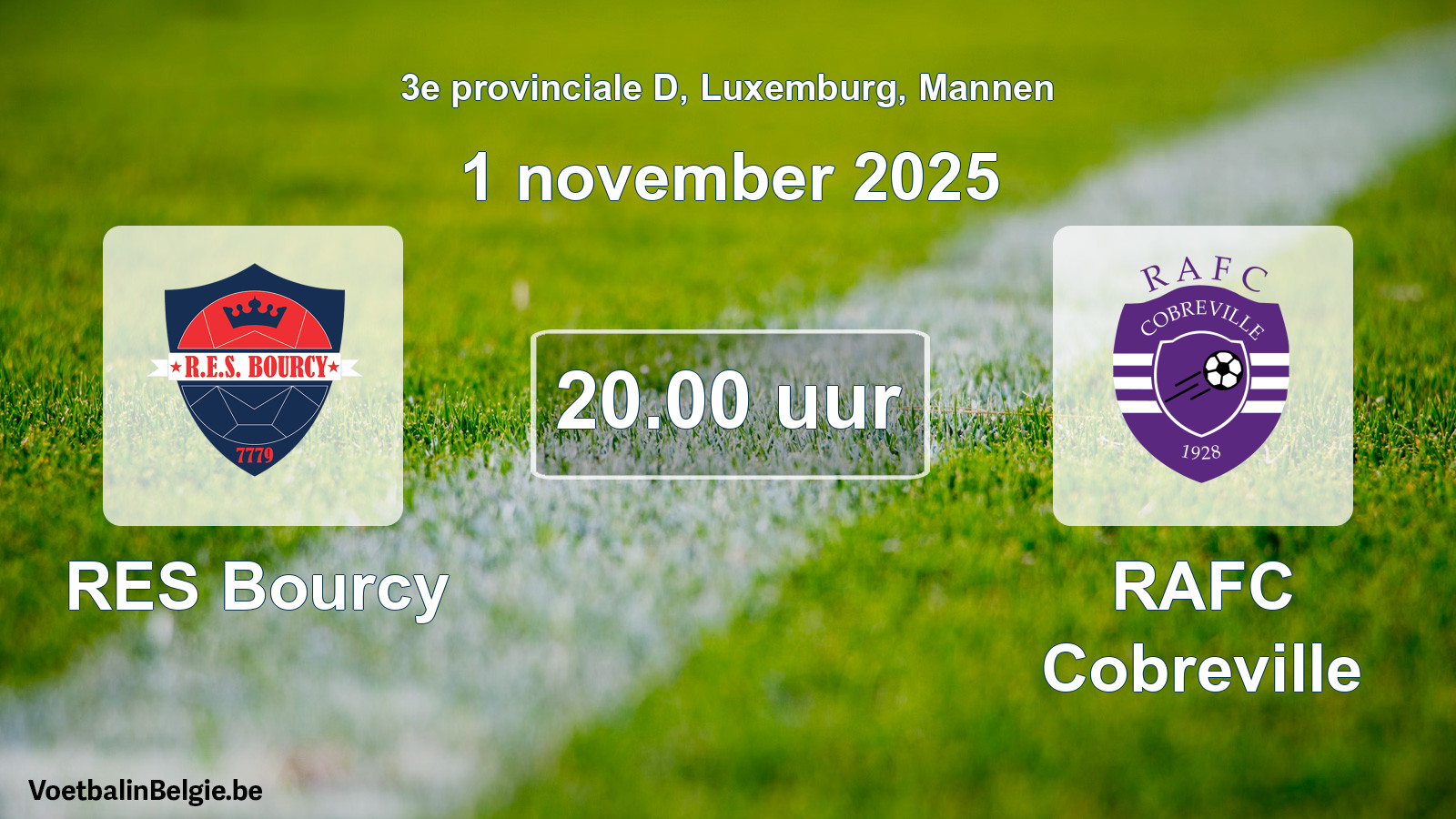 Geplande wedstrijd mannenvoetbal: RES Bourcy - RAFC Cobreville (1 november 2025)