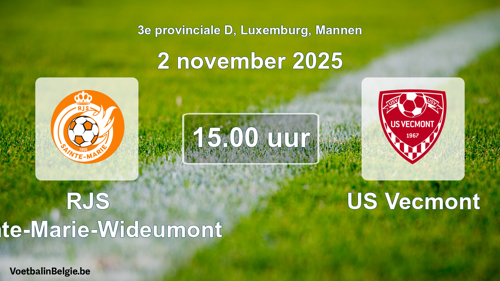 Geplande wedstrijd mannenvoetbal: RJS Sainte-Marie-Wideumont - US Vecmont (2 november 2025)