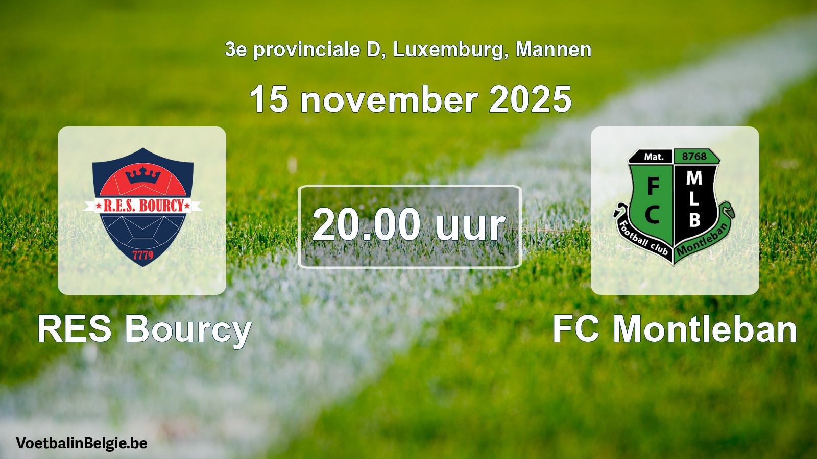 Geplande wedstrijd mannenvoetbal: RES Bourcy - FC Montleban (15 november 2025)